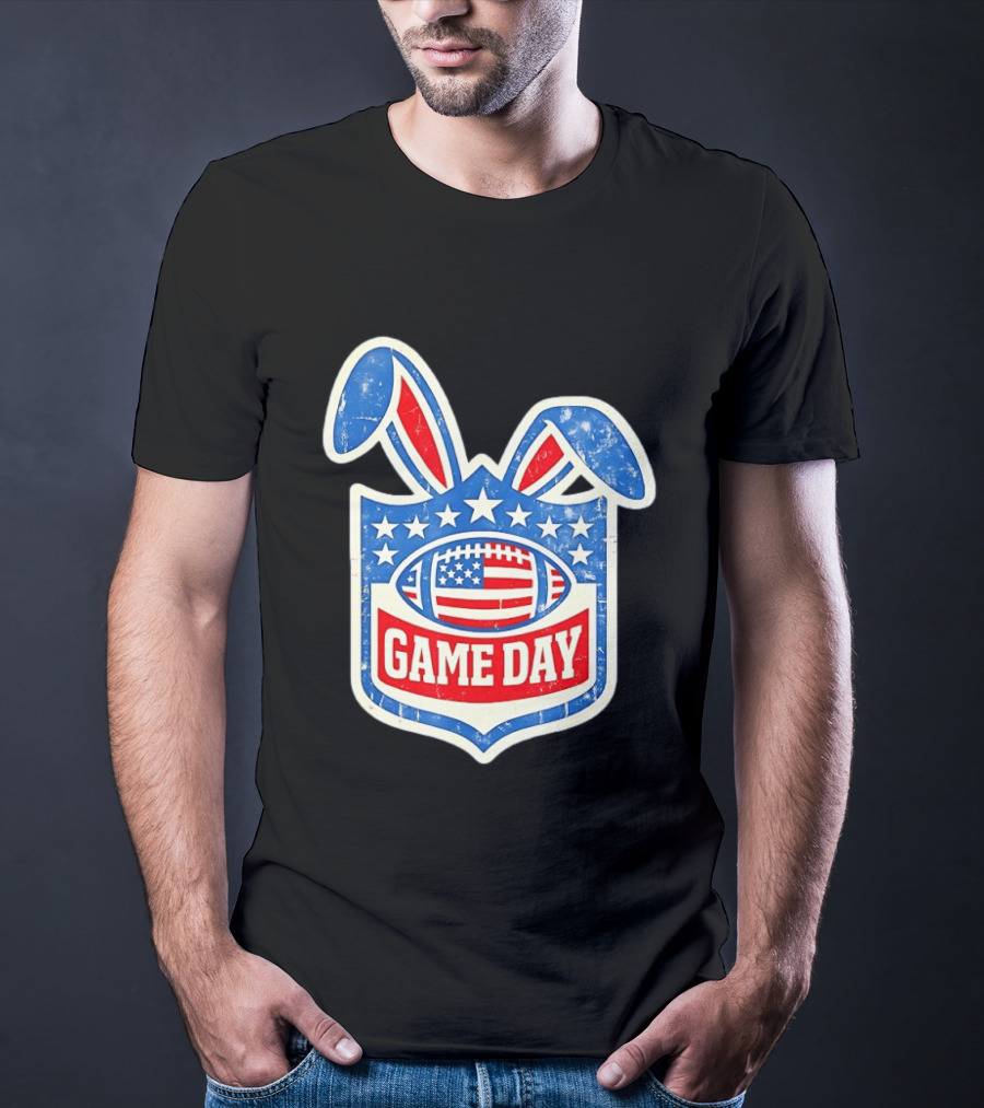 Easter Football Game Day American Bad Bunny Stars Stripes T-Shirt