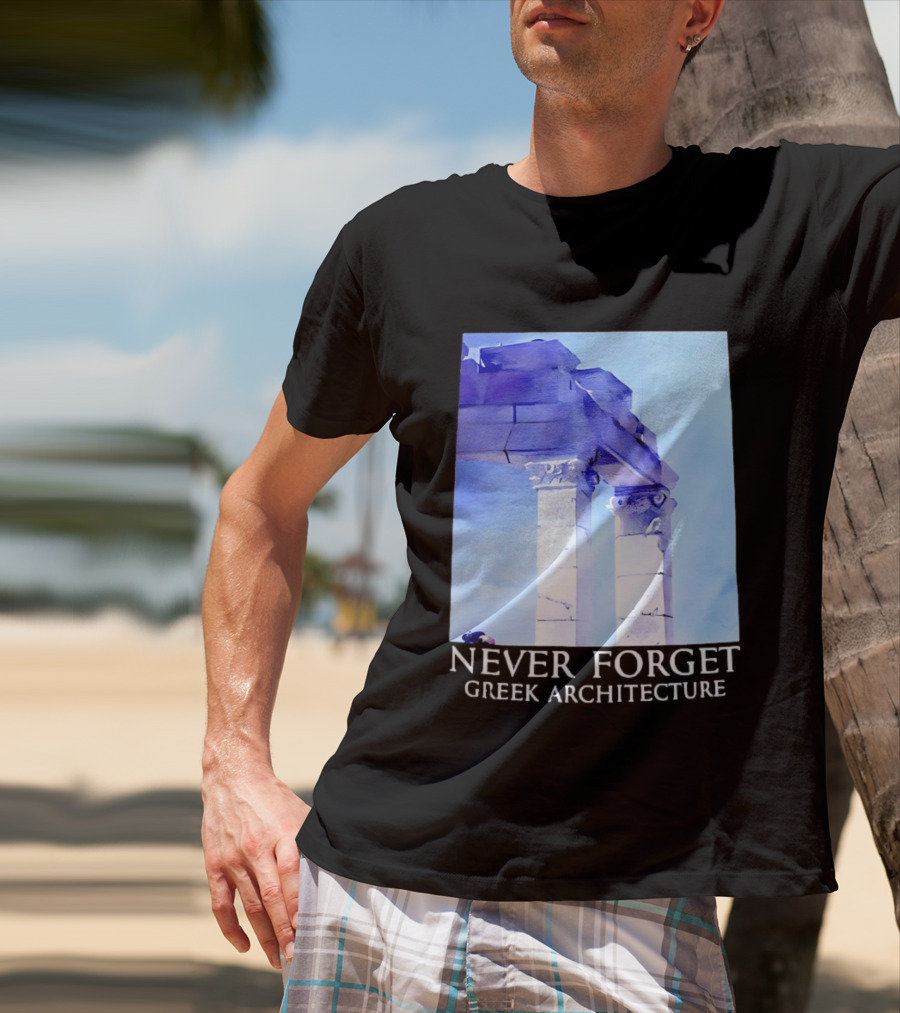 Never Forget Greek Architecture Two Columns T-Shirt