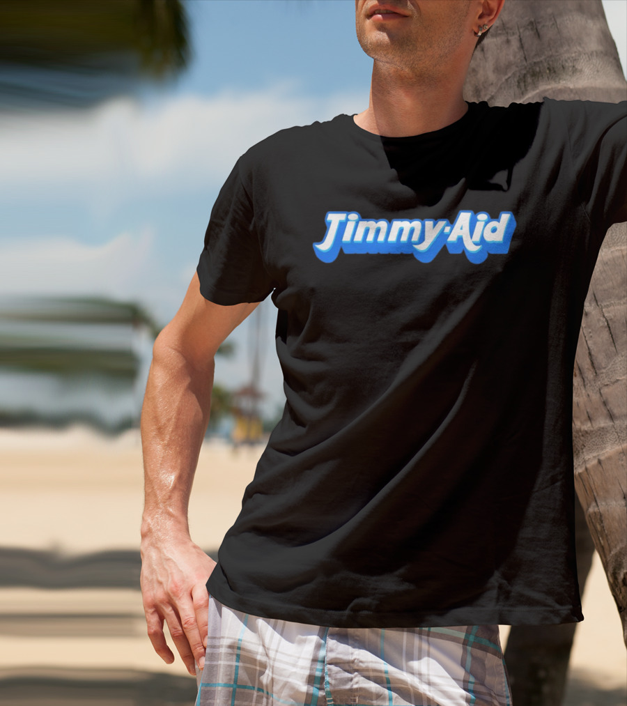 Jimmy Aid Bold Blue Retro Font T-Shirt