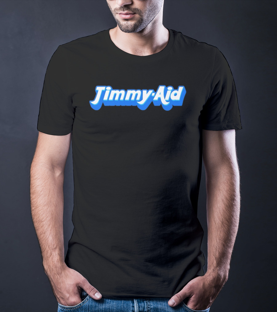 Jimmy Aid Bold Blue Retro Font T-Shirt