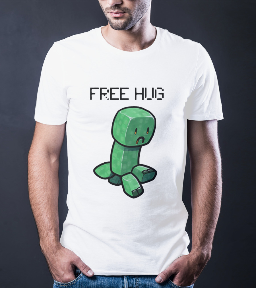 Sad Creeper Free Hug Pixel Art Fandom Humor T-Shirt
