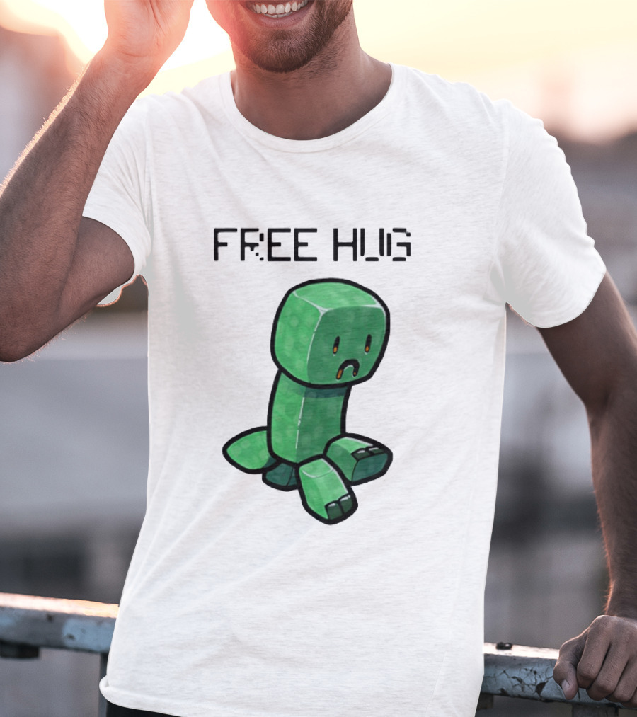 Sad Creeper Free Hug Pixel Art Fandom Humor T-Shirt
