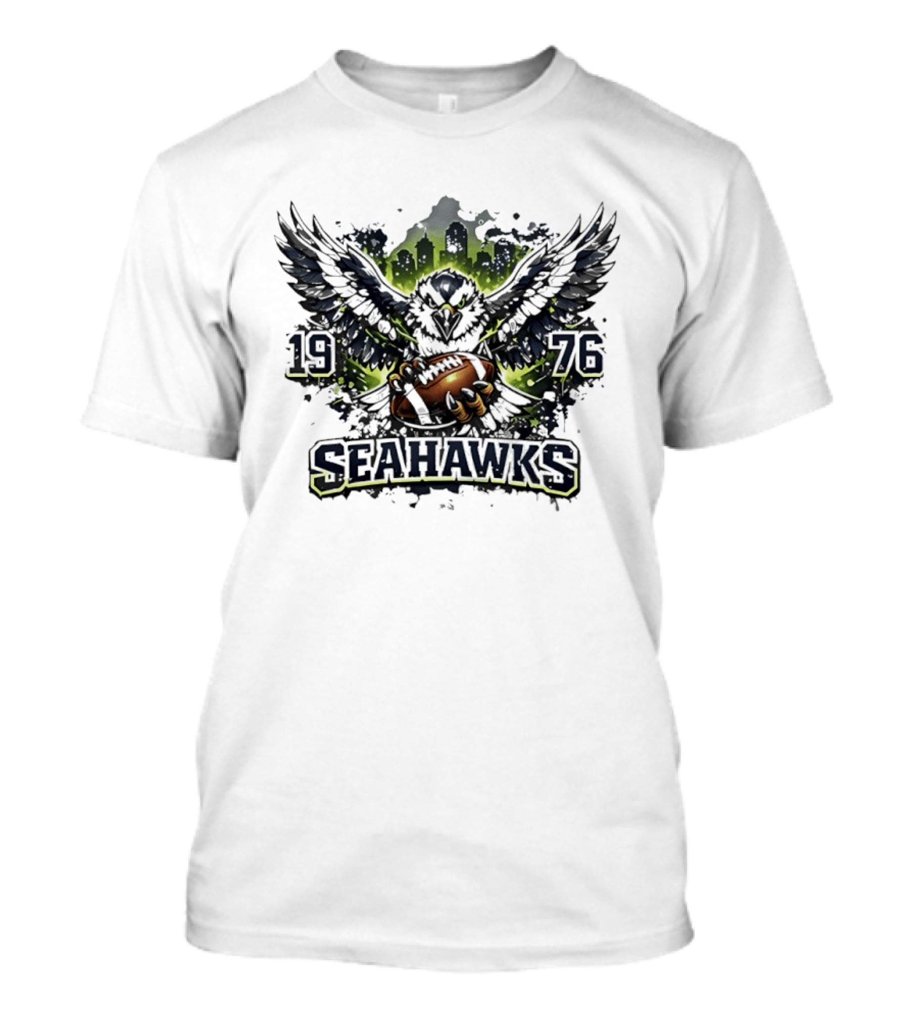 Seattle Seahawks 1976 Eagle Football Skyline T-Shirt