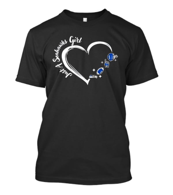 Seahawks Girl Heart Football Just A Seattle Fan T-Shirt