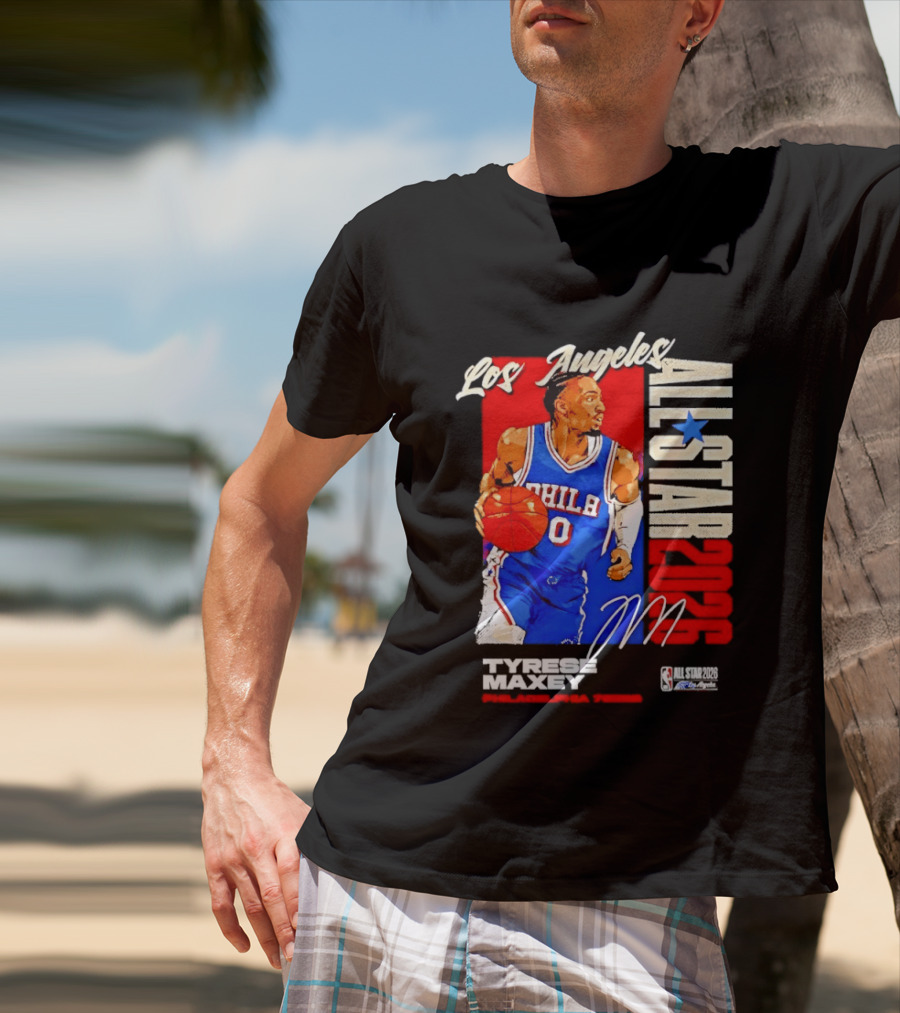 Los Angeles All Star 2026 Tyrese Maxey Philadelphia 76ers NBA Player T-Shirt