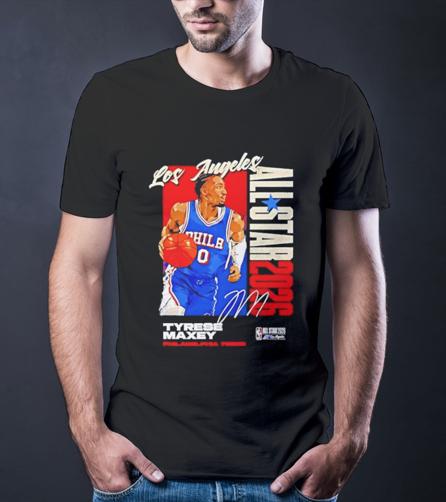 Los Angeles All Star 2026 Tyrese Maxey Philadelphia 76ers NBA Player T-Shirt
