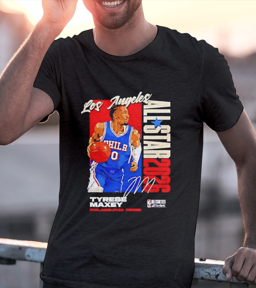 Los Angeles All Star 2026 Tyrese Maxey Philadelphia 76ers NBA Player T-Shirt