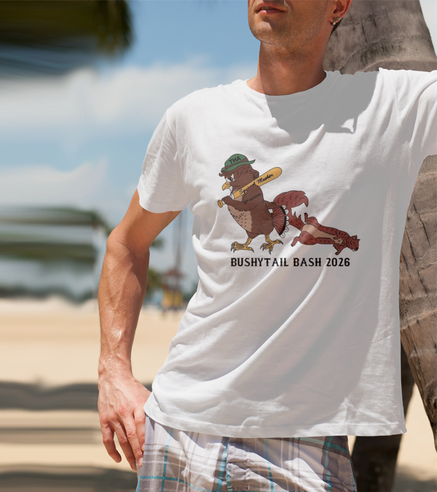 Bushytail Bash 2026 THA Squirrel Masher Owl Baseball T-Shirt