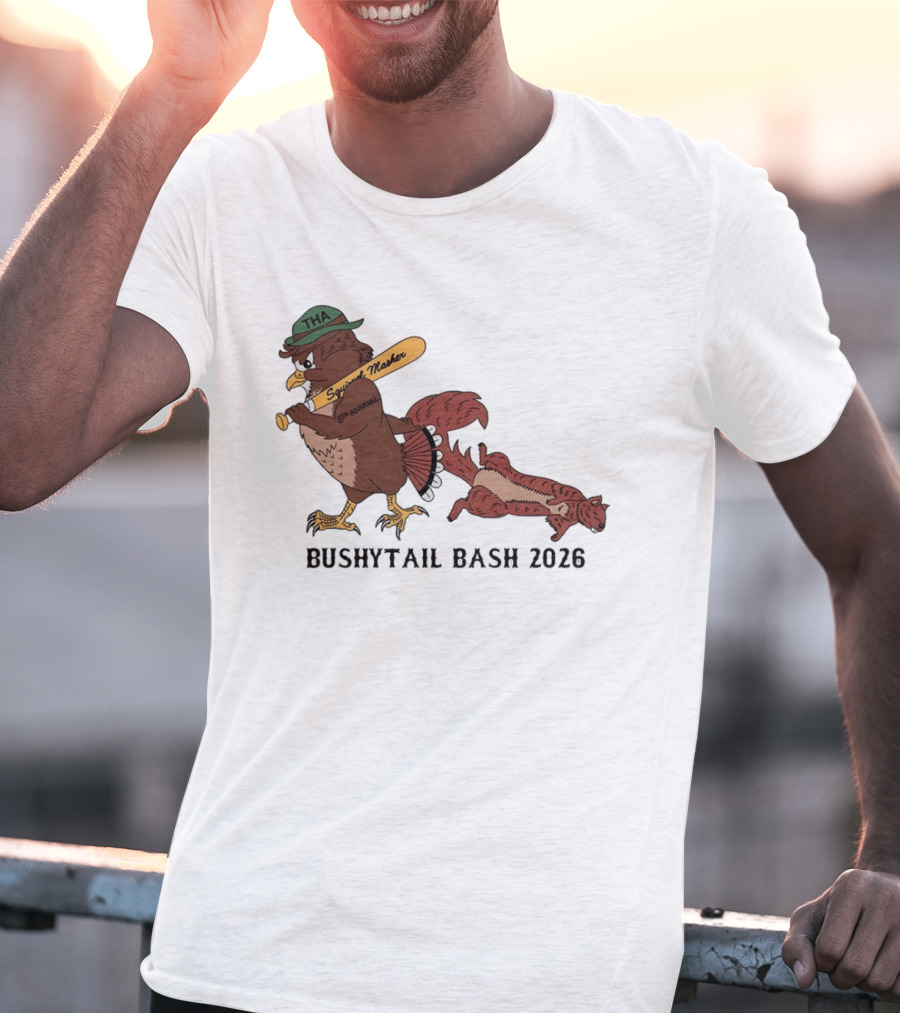 Bushytail Bash 2026 THA Squirrel Masher Owl Baseball T-Shirt