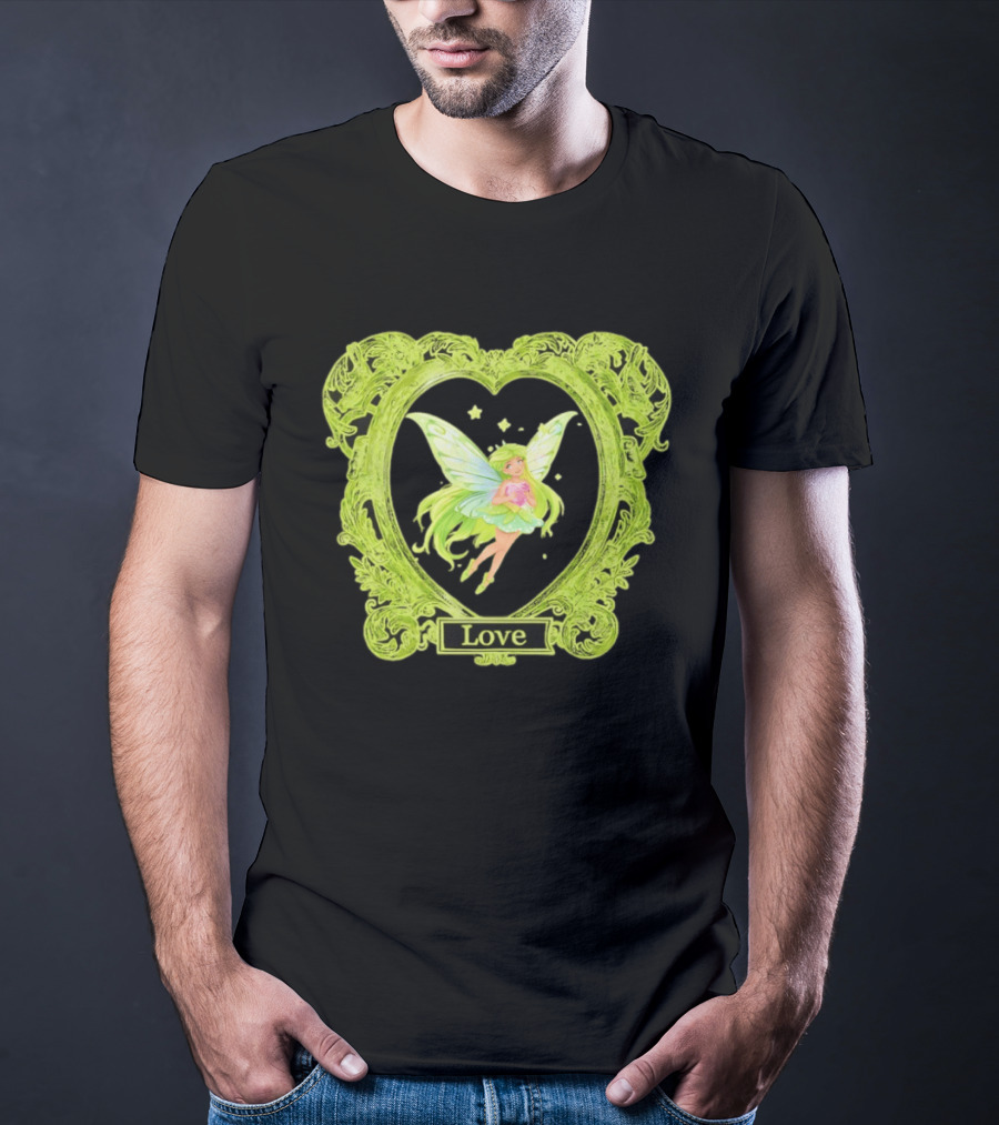 Love Angel Fairy In Ornate Heart Frame T-Shirt