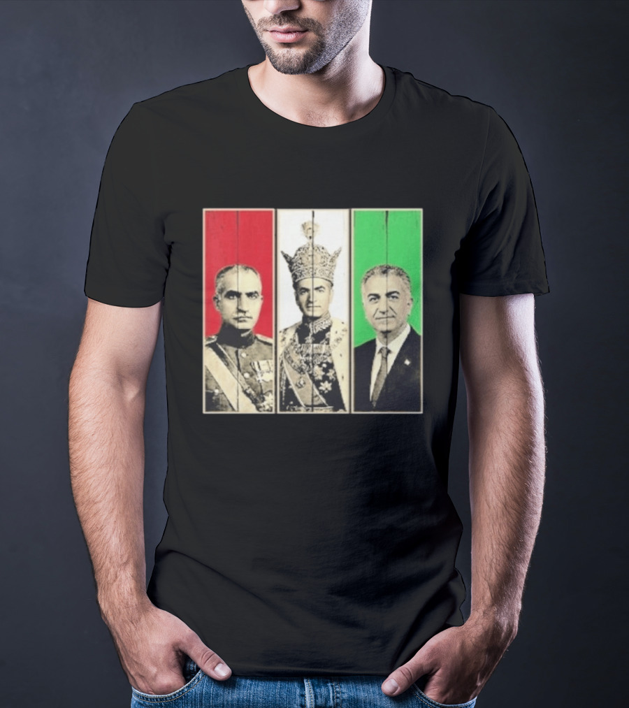 Pahlavi Dynasty Generations Reza Shah Mohammad Reza Iran Flag T-Shirt