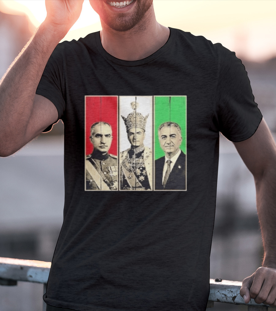Pahlavi Dynasty Generations Reza Shah Mohammad Reza Iran Flag T-Shirt