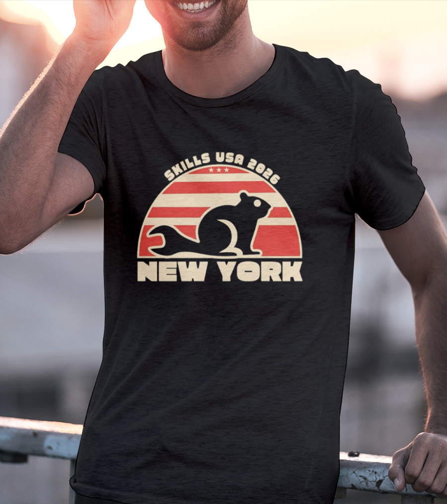 Skills USA 2026 New York Patriotic Beaver Flag T-Shirt