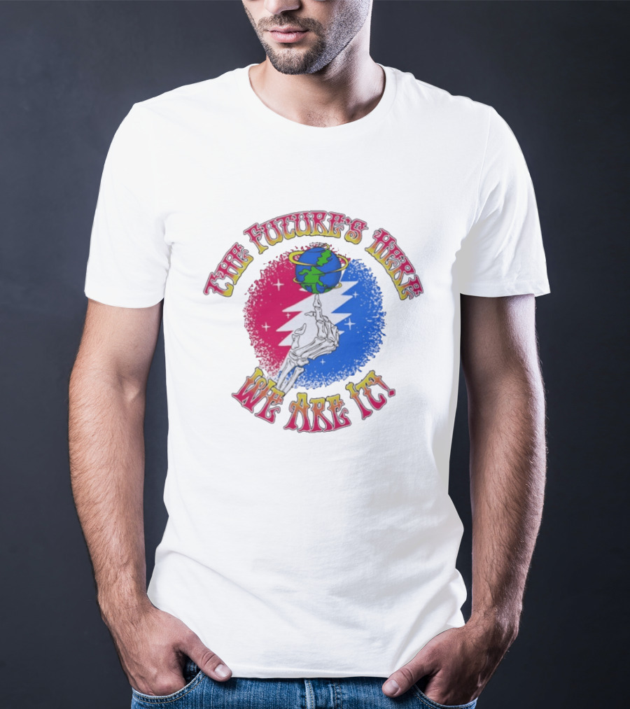 Grateful Dead Skeleton Future's Here We Are It Earth Lightning Bolt T-Shirt