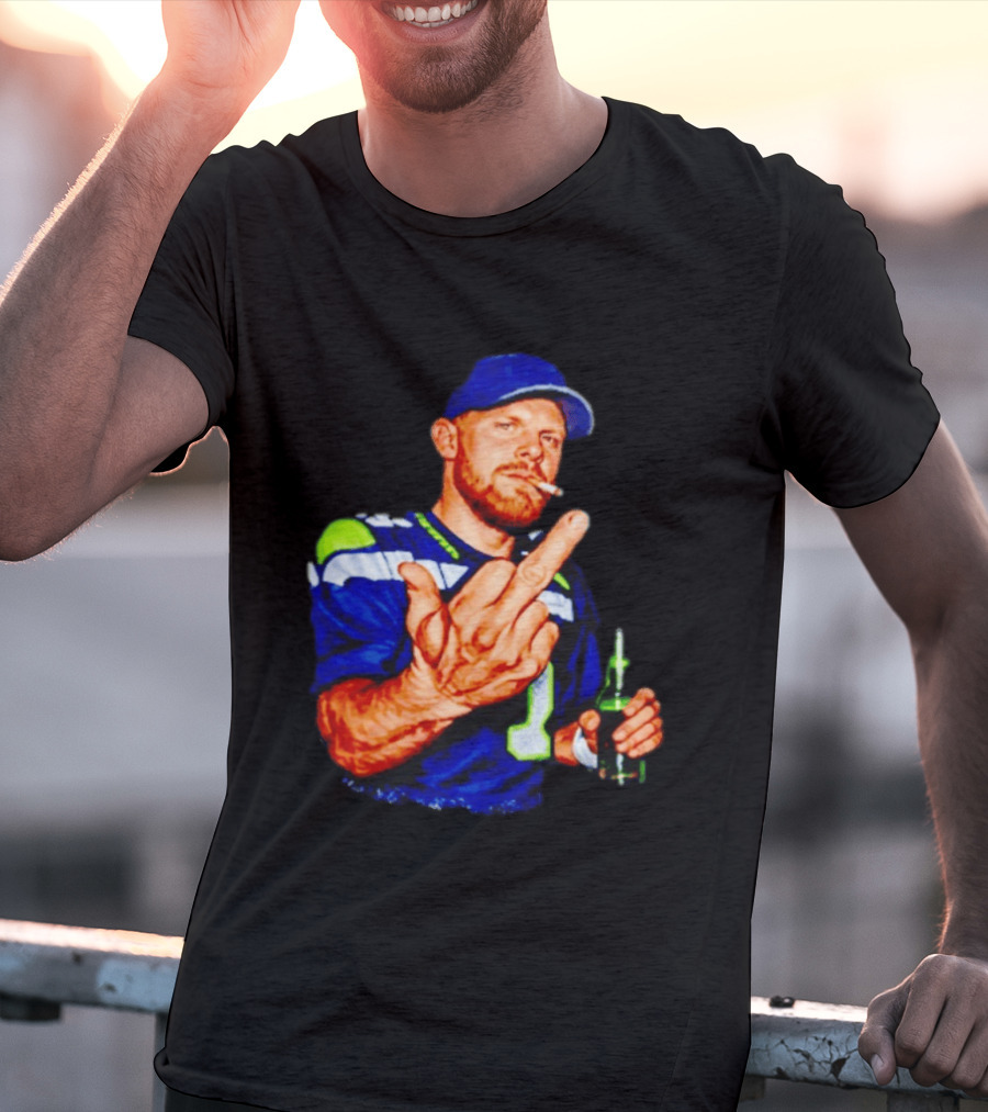 Ernest Jones Seahawks Sam Darnold Middle Finger Beer Cigarette T-Shirt