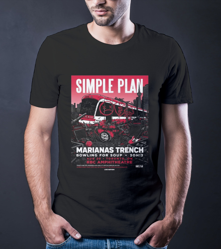 Simple Plan Marianas Trench Bowling For Soup 3OH!3 2026 Toronto RBC Amphitheatre August 20 T-Shirt