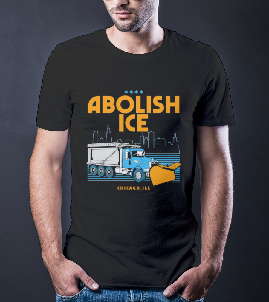 Abolish Ice Chicago ILL Snowplow Benefit Truck Skyline T-Shirt