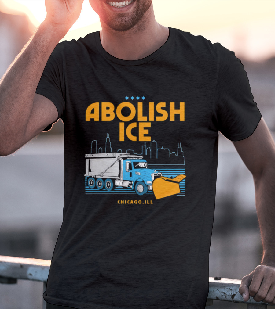 Abolish Ice Chicago ILL Snowplow Benefit Truck Skyline T-Shirt