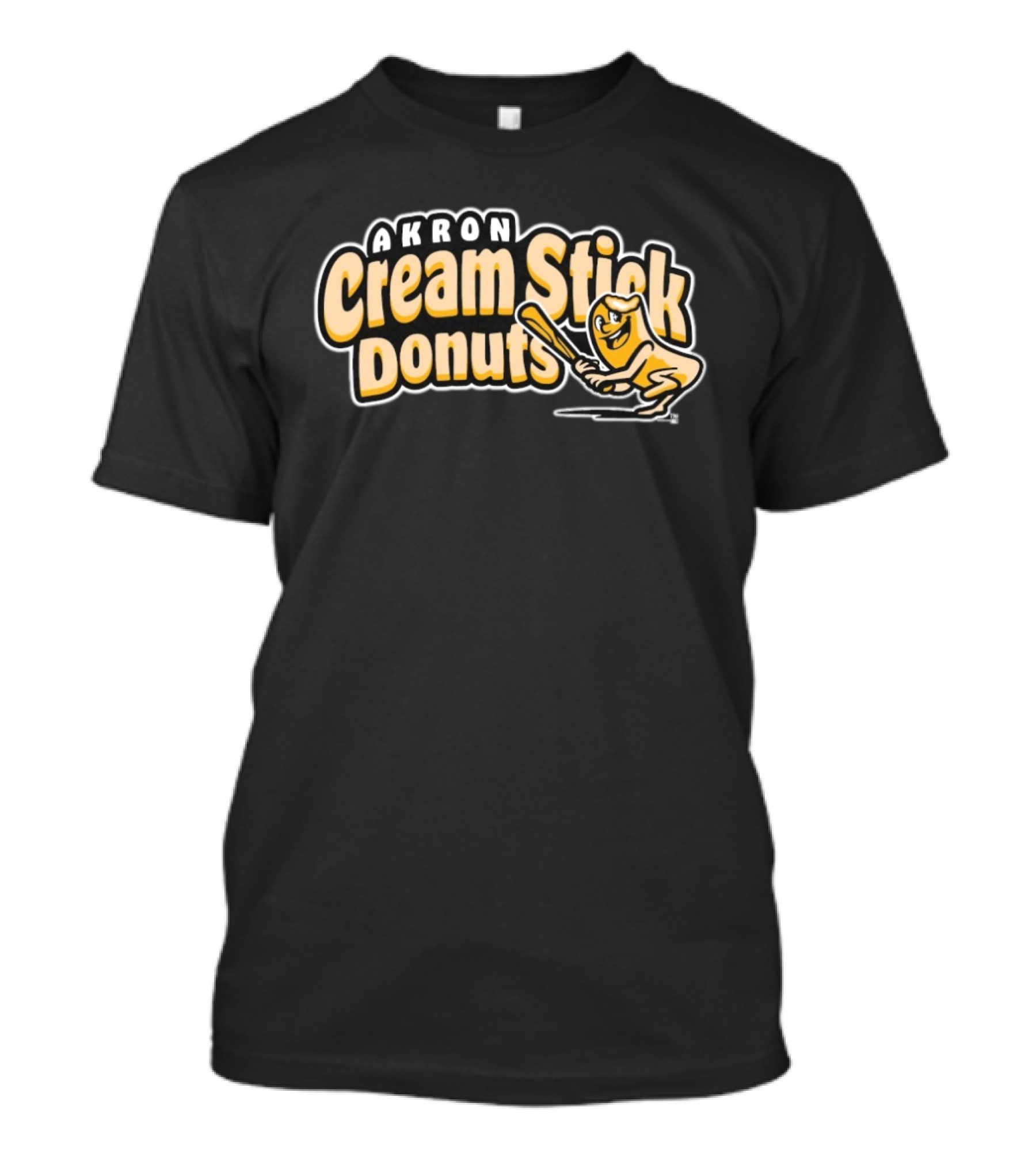 Akron Cream Stick Donuts Baseball Batter Cartoon T-Shirt