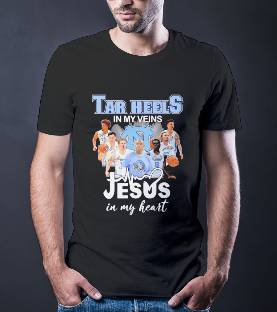 Tar Heels In My Veins Hubert Davis Jesus In My Heart T-Shirt