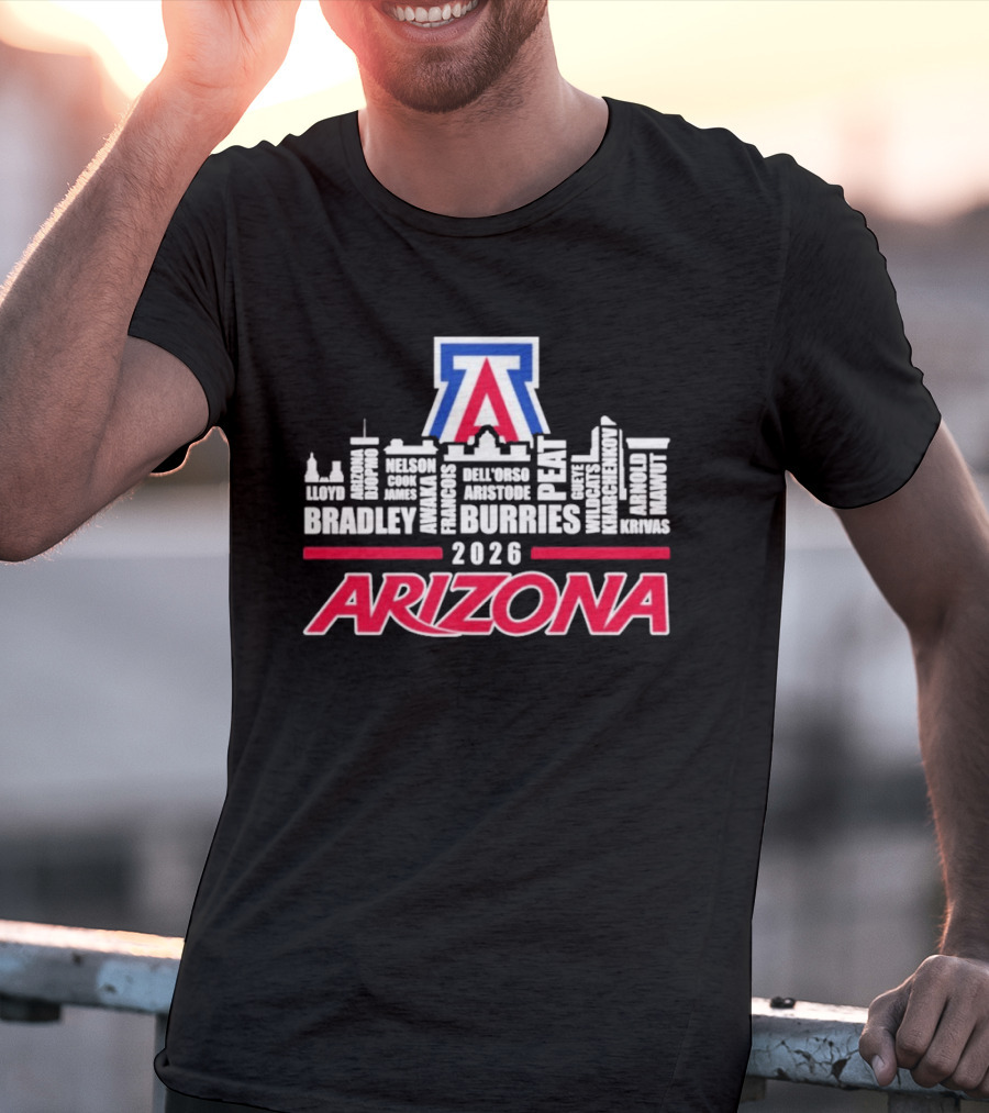 Arizona Wildcats 2026 City Names Bradley Burries Skyline T-Shirt
