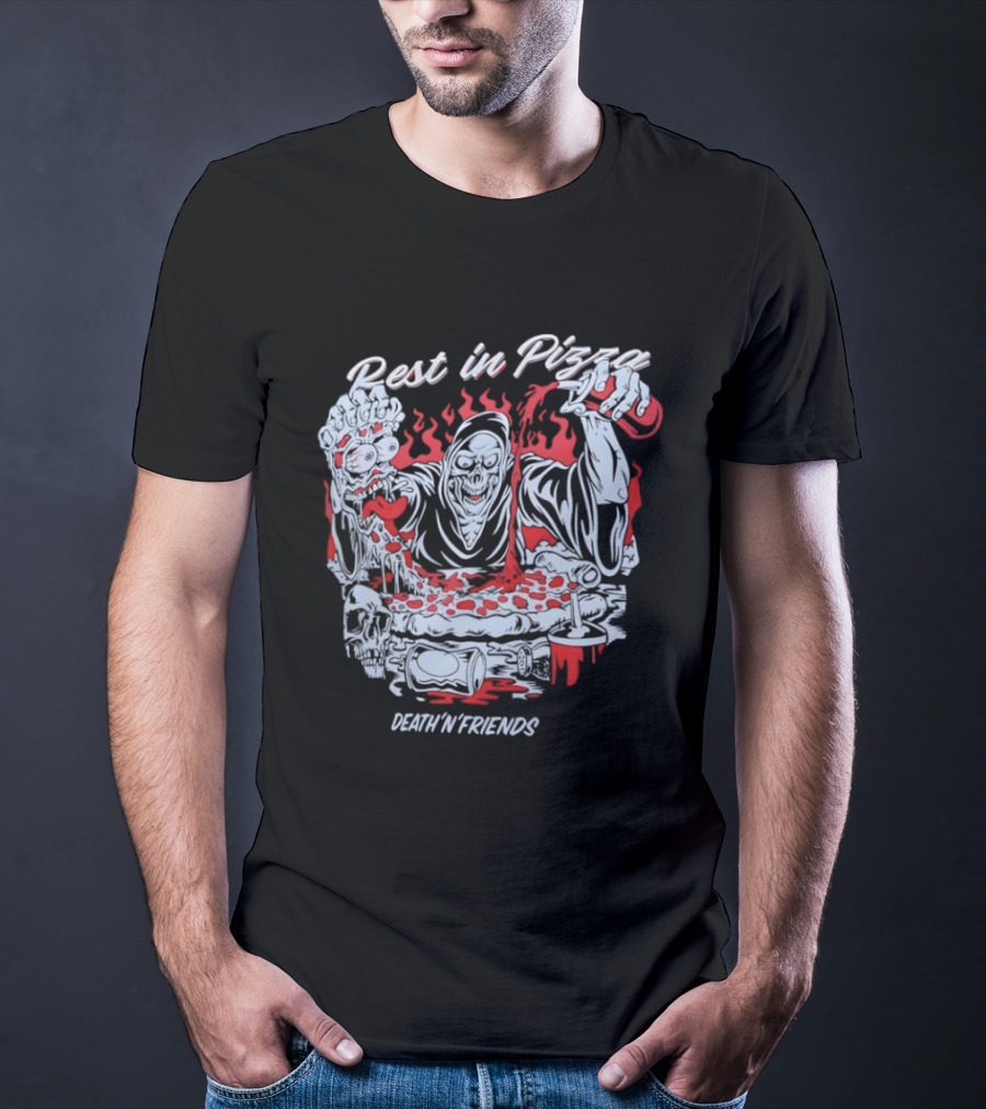 Rest In Pizza Death N Friends Pizza Party Fun T-Shirt