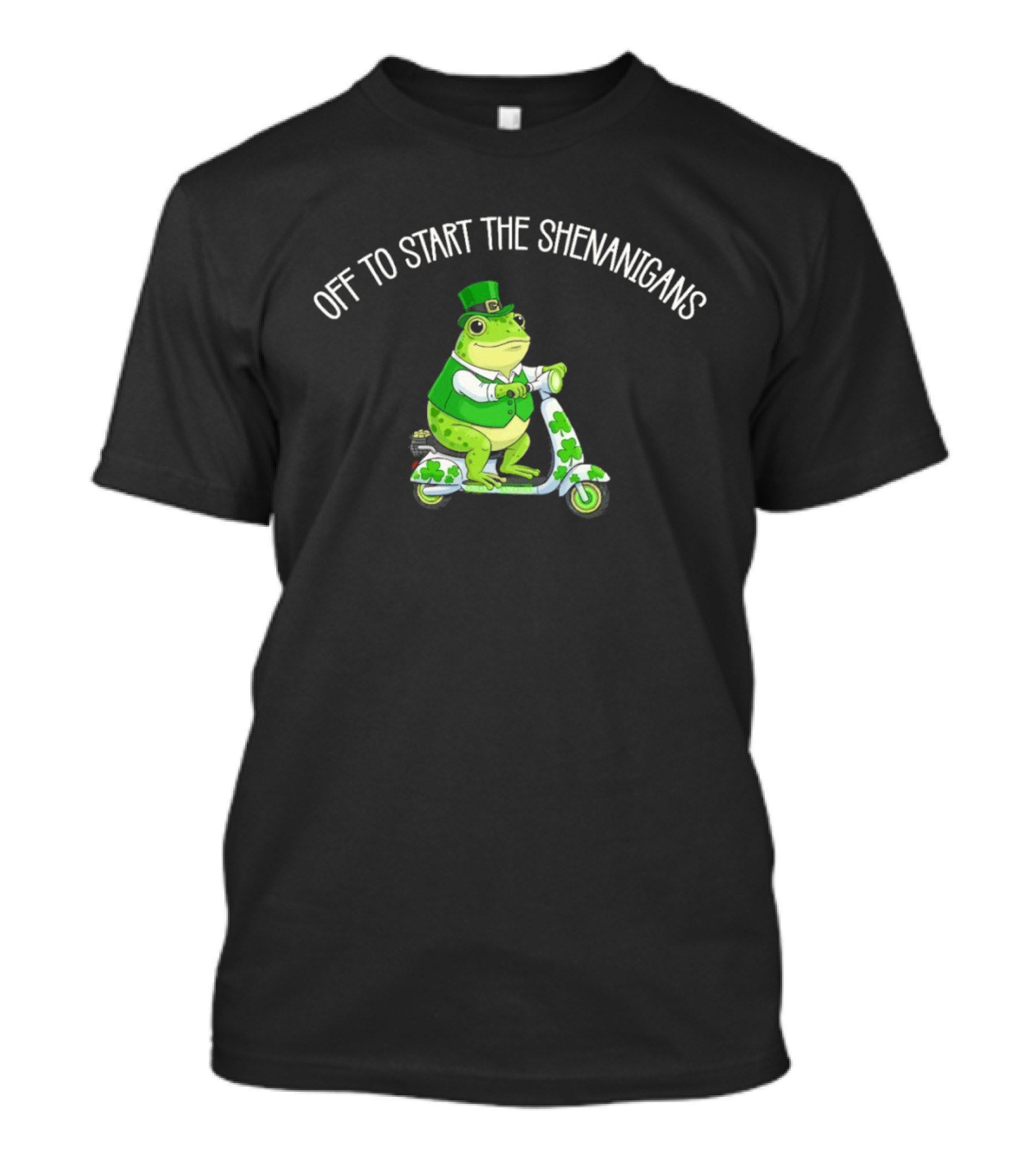Off To Start The Shenanigans Frog Scooter St. Patrick's Day T-Shirt