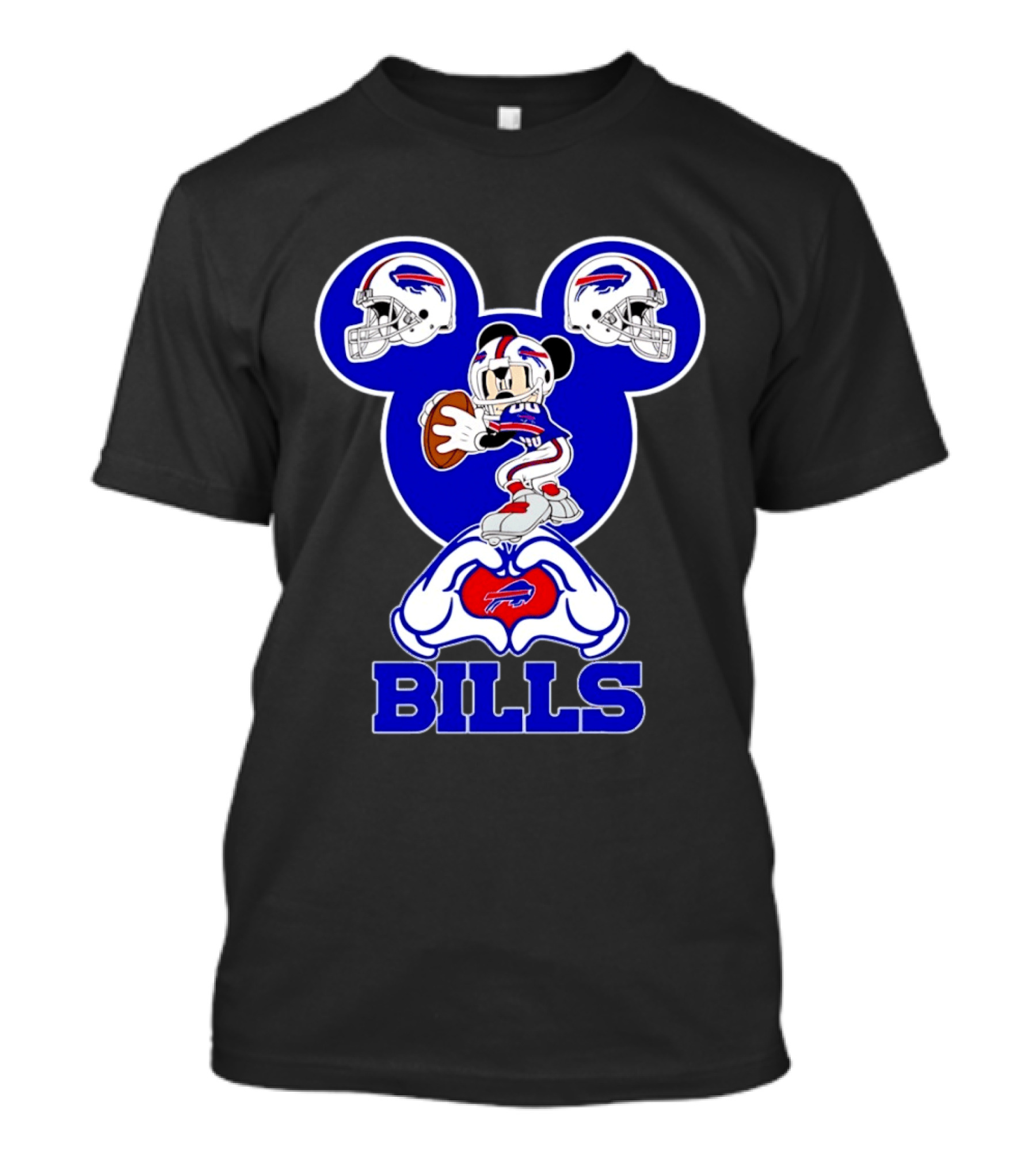 Buffalo Bills Mickey Mouse Football Heart Hands T-Shirt