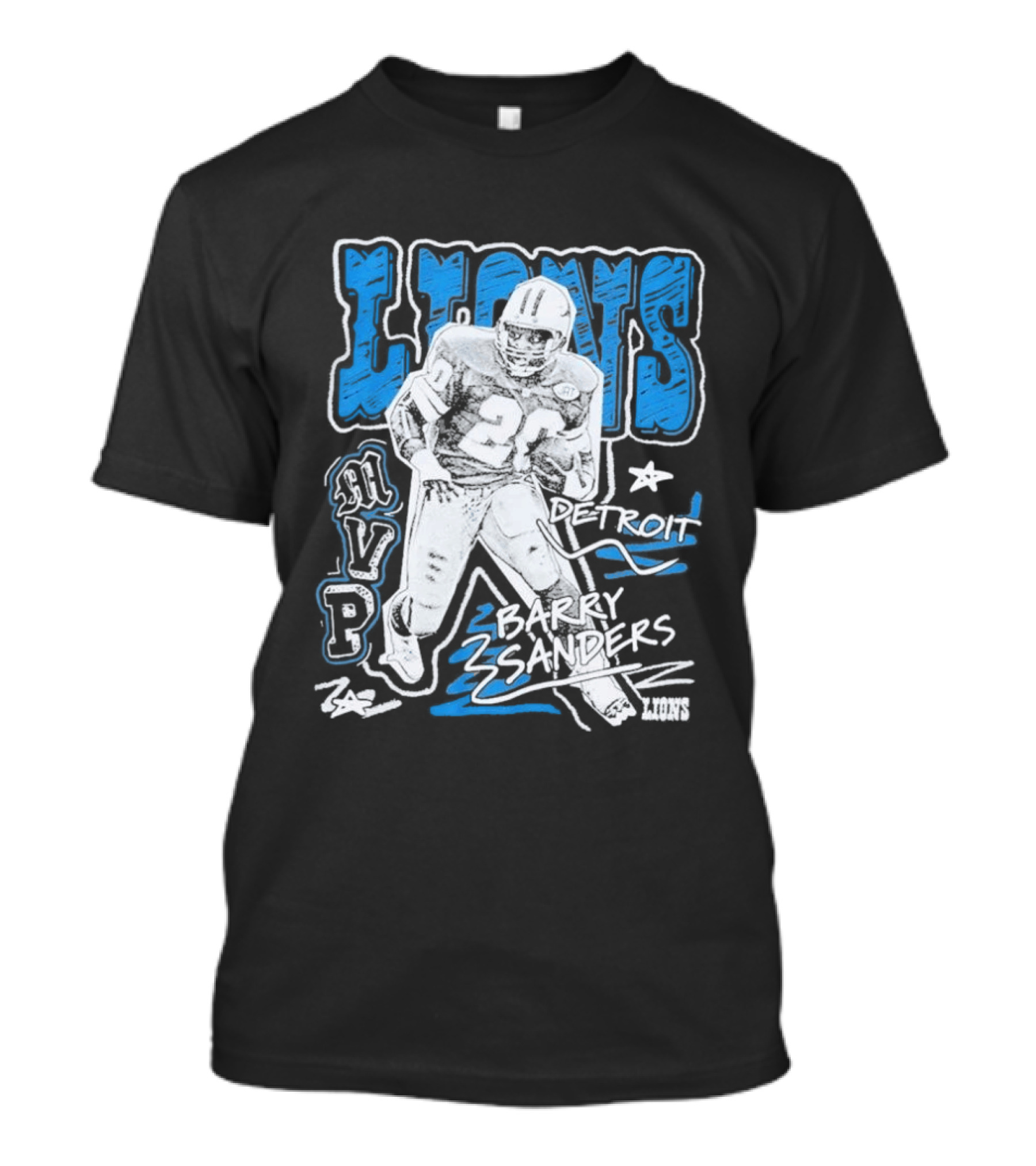 Detroit Lions MVP Barry Sanders Mitchell & Ness Chalked Up T-Shirt