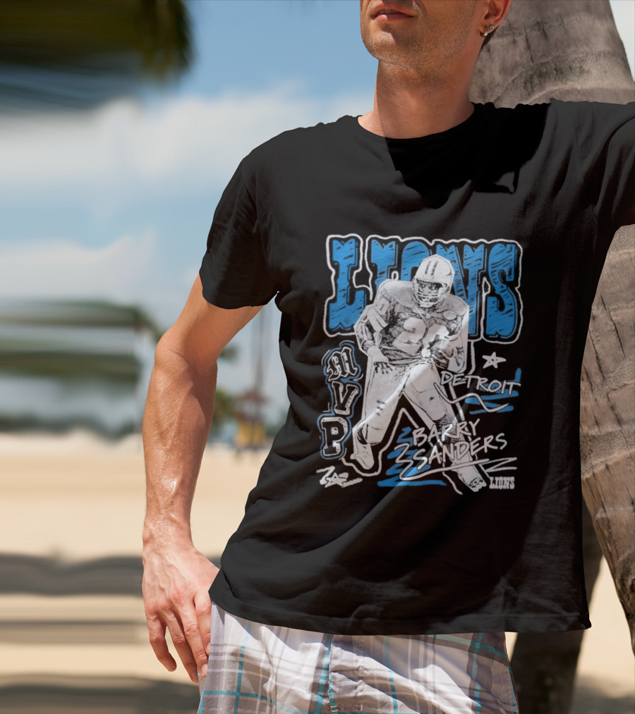 Detroit Lions MVP Barry Sanders Mitchell & Ness Chalked Up T-Shirt