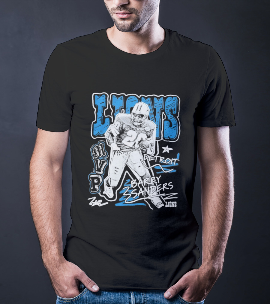 Detroit Lions MVP Barry Sanders Mitchell & Ness Chalked Up T-Shirt