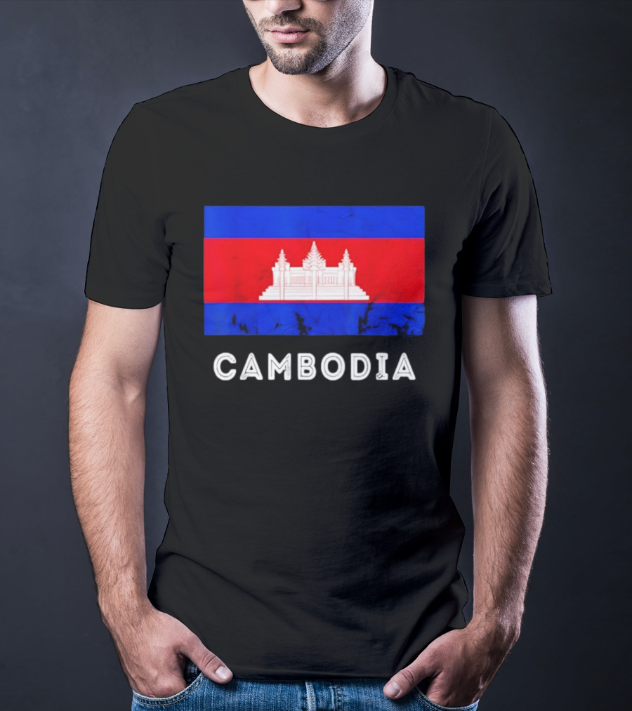 Cambodia Flag With Angkor Wat T-Shirt