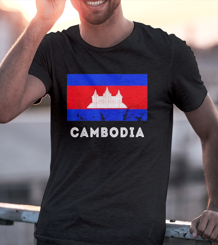 Cambodia Flag With Angkor Wat T-Shirt