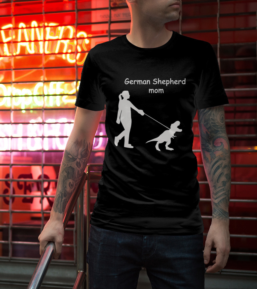 German Shepherd Mom Dinosaur Walking T-Shirt