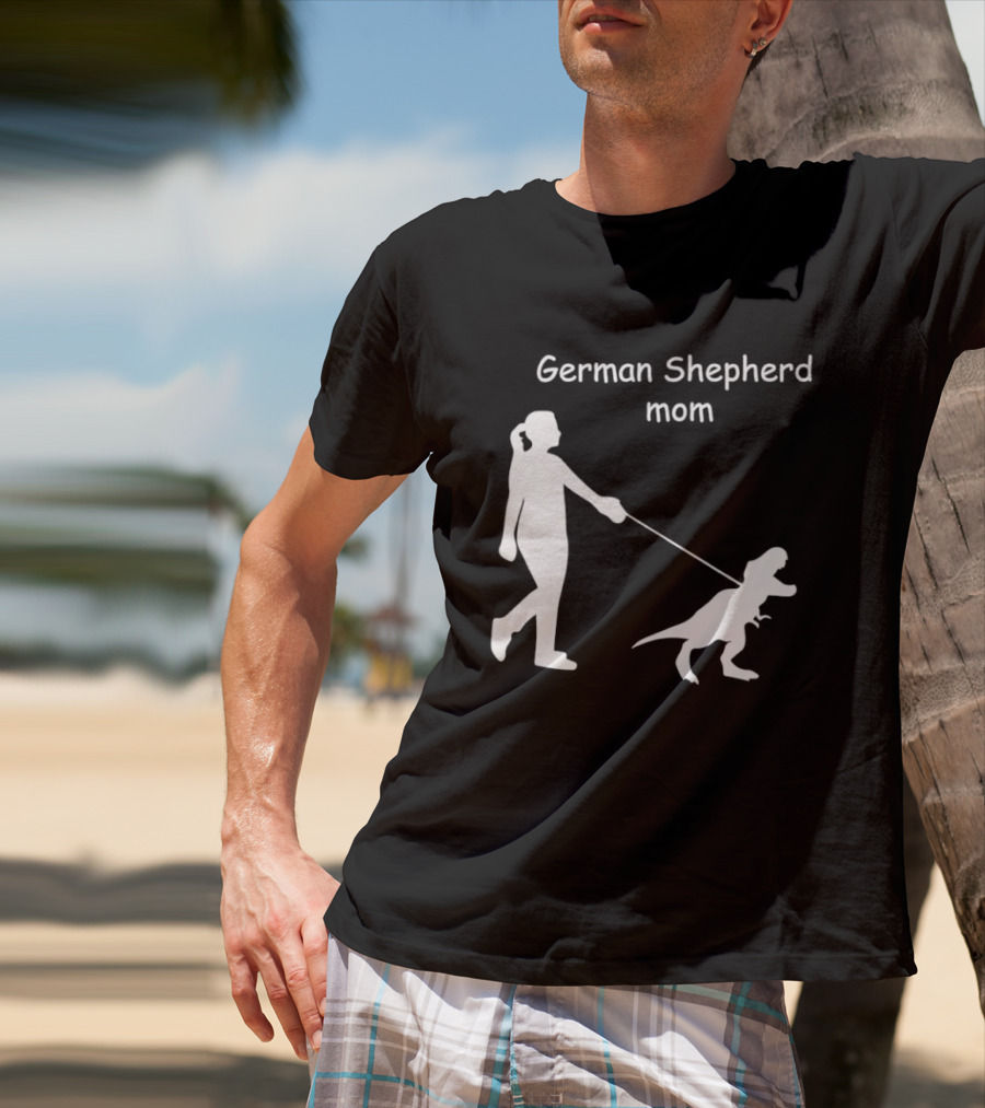 German Shepherd Mom Dinosaur Walking T-Shirt