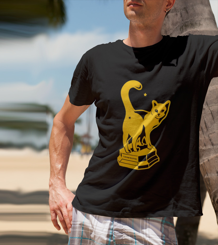 Catastrophe Cat Trophy Black Yellow Star Award T-Shirt