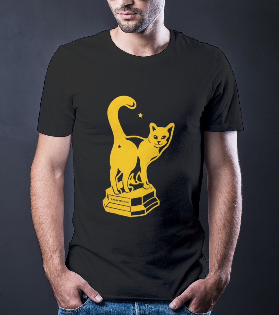 Catastrophe Cat Trophy Black Yellow Star Award T-Shirt