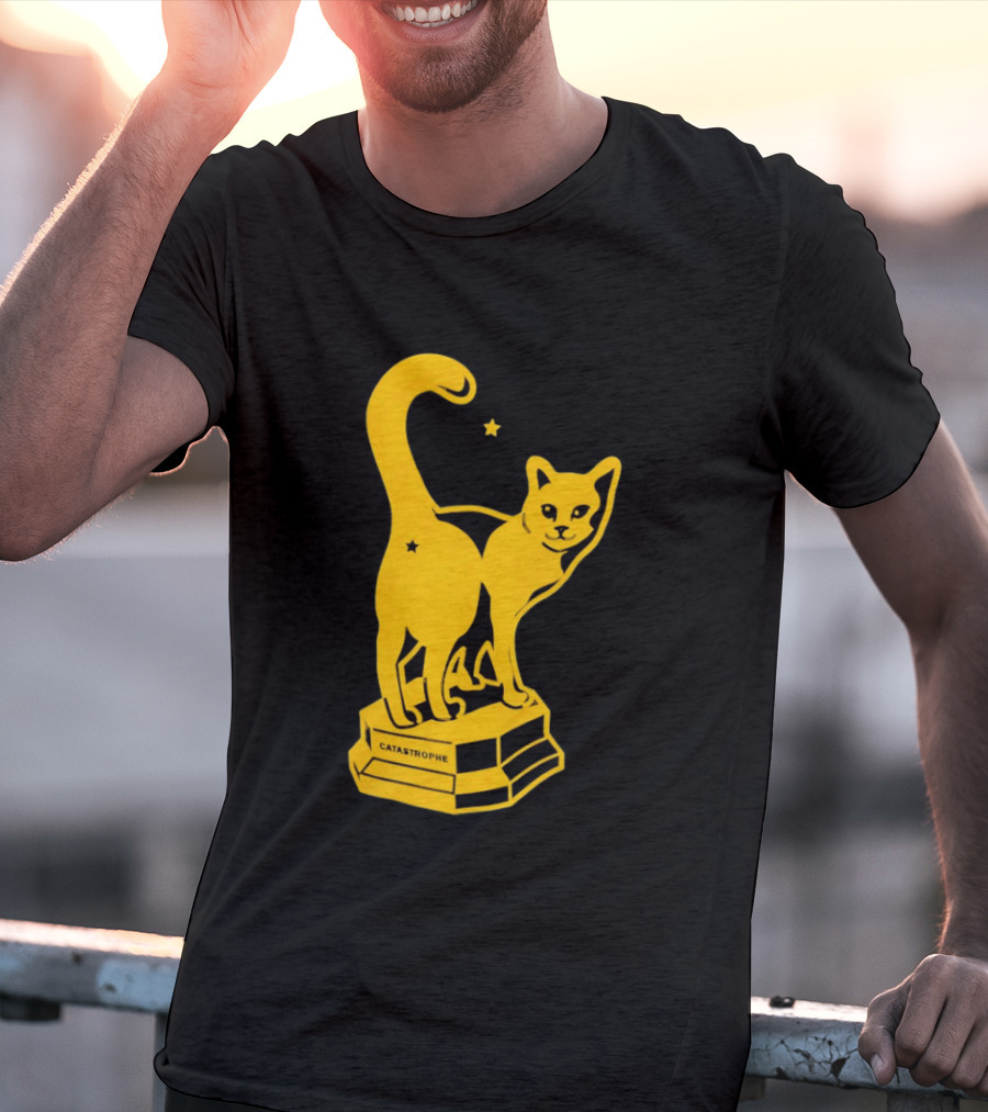 Catastrophe Cat Trophy Black Yellow Star Award T-Shirt