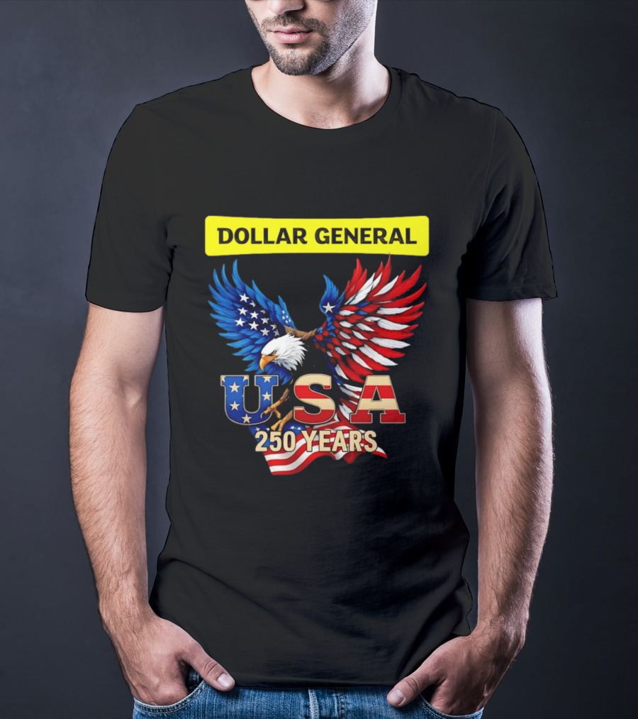 Dollar General Eagle USA 250 Years Of America Flag T-Shirt
