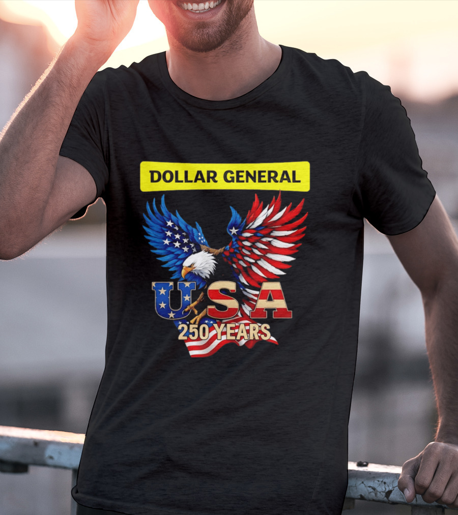 Dollar General Eagle USA 250 Years Of America Flag T-Shirt