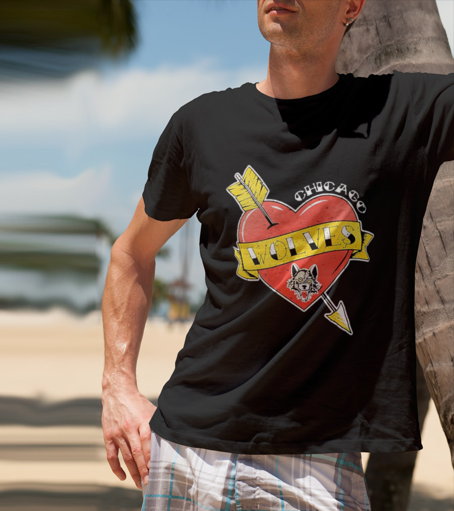 Chicago Wolves Heart Arrow Banner T-Shirt