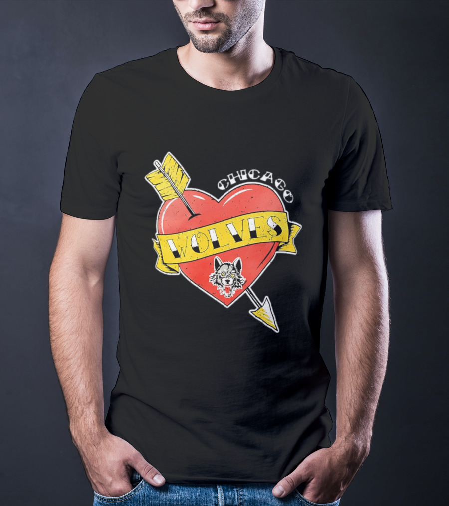 Chicago Wolves Heart Arrow Banner T-Shirt