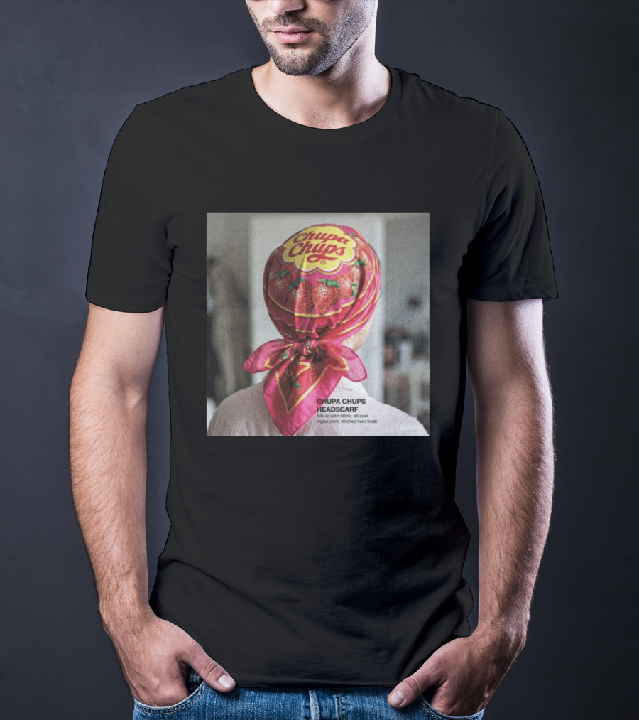 Chupa Chups Headscarf Strawberries Silk Satin Digital Print T-Shirt