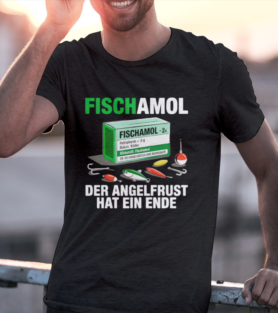 Fischamol Angelfrust Ende Petipharm Haken Köder Wirktstoff Beiflaute Anglerzubehör T-Shirt