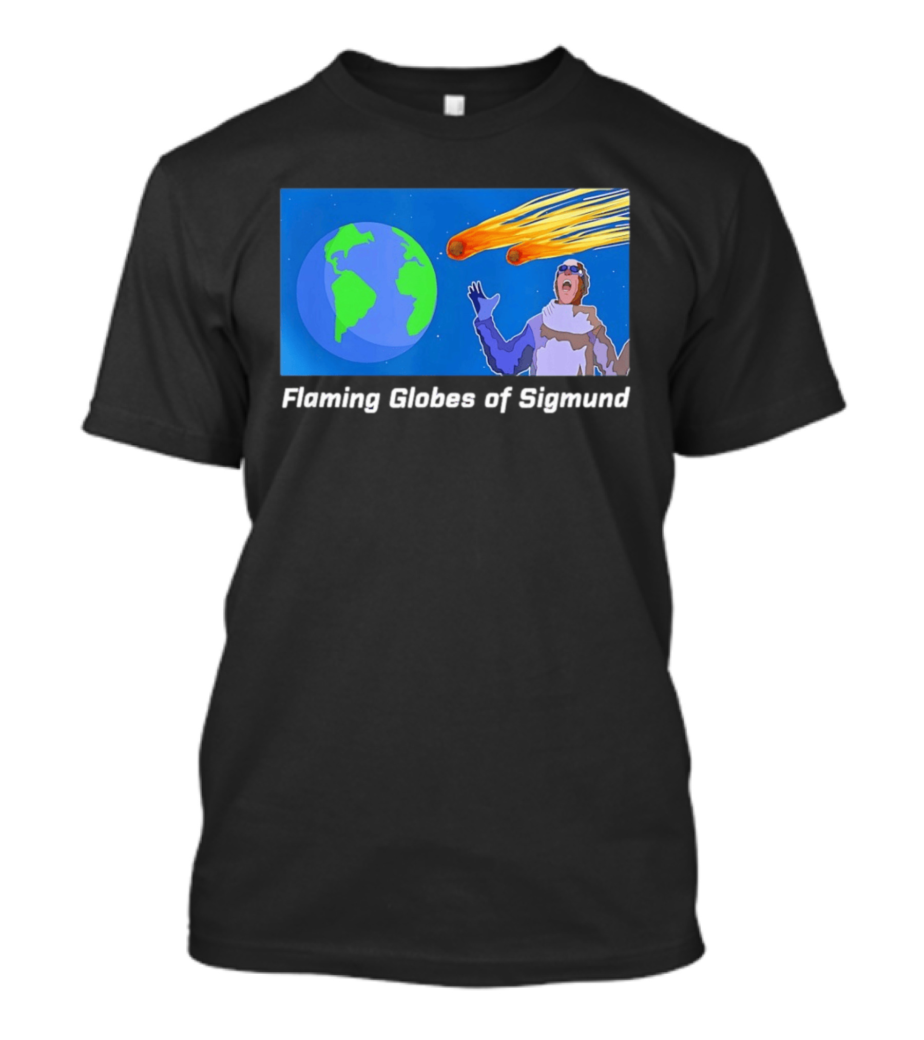 ALF Show Flaming Globes Of Sigmund Meteor Earth Comic Scene T-Shirt