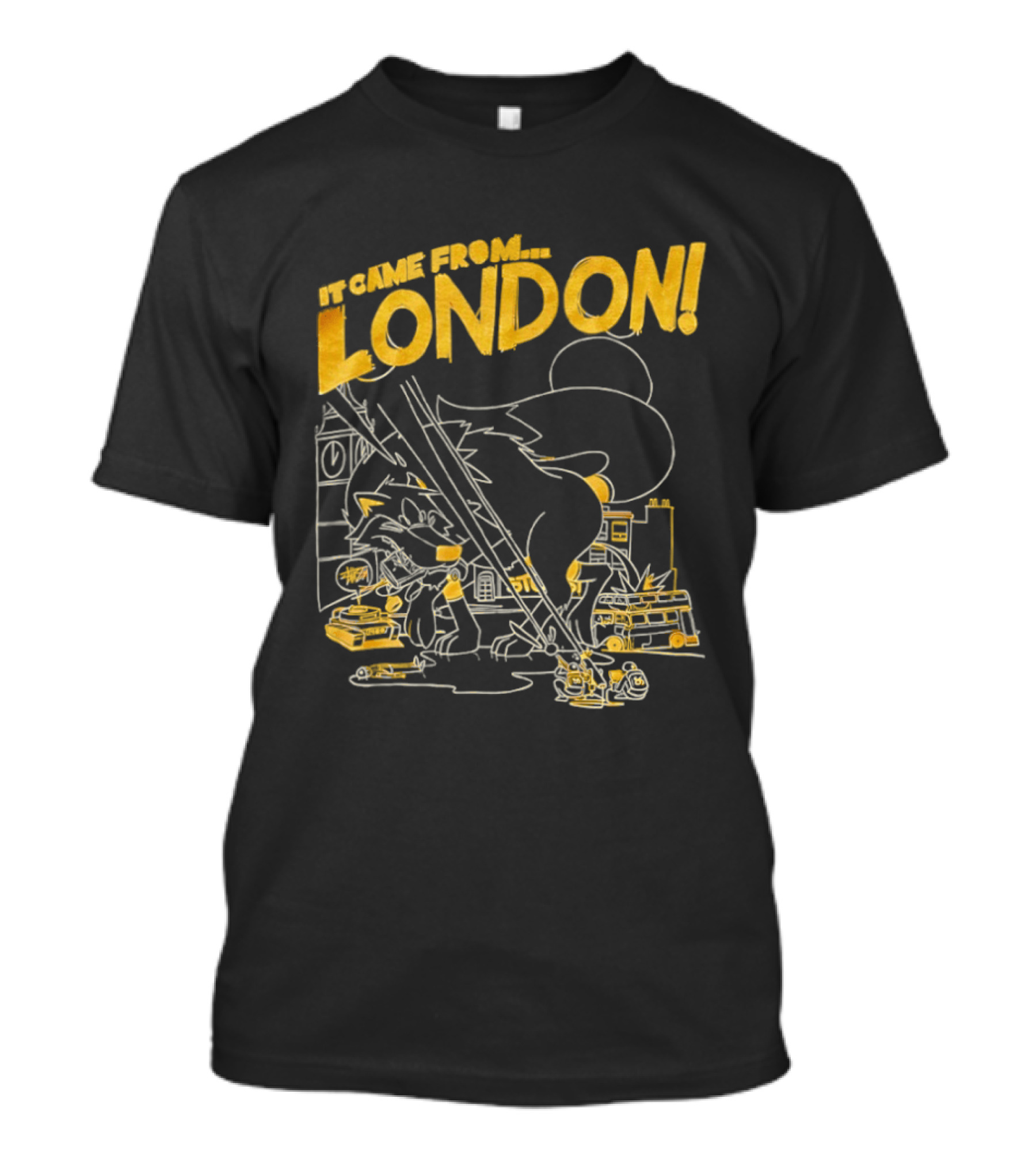 It Came From London Monster Scene With Big Ben T-Shirt