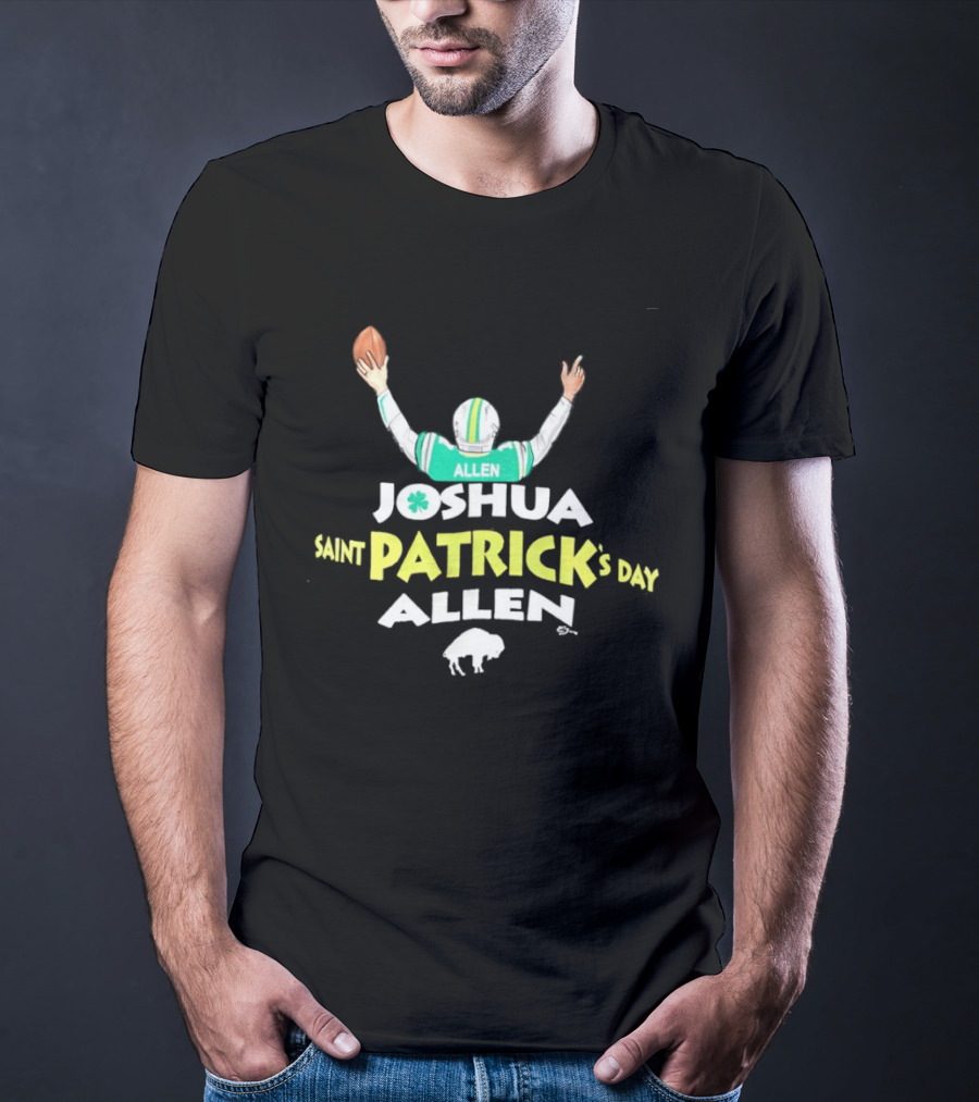Joshua Saint Patrick's Day Allen Football Celebration With Shamrock And Buffalo T-Shirt