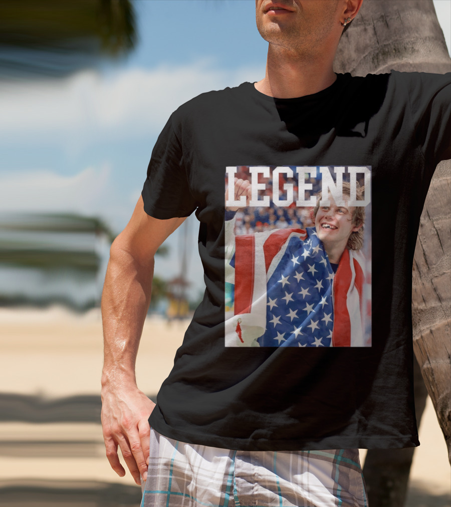 Men's Hockey USA Jack Hughes Legend American Flag Victory Celebration T-Shirt