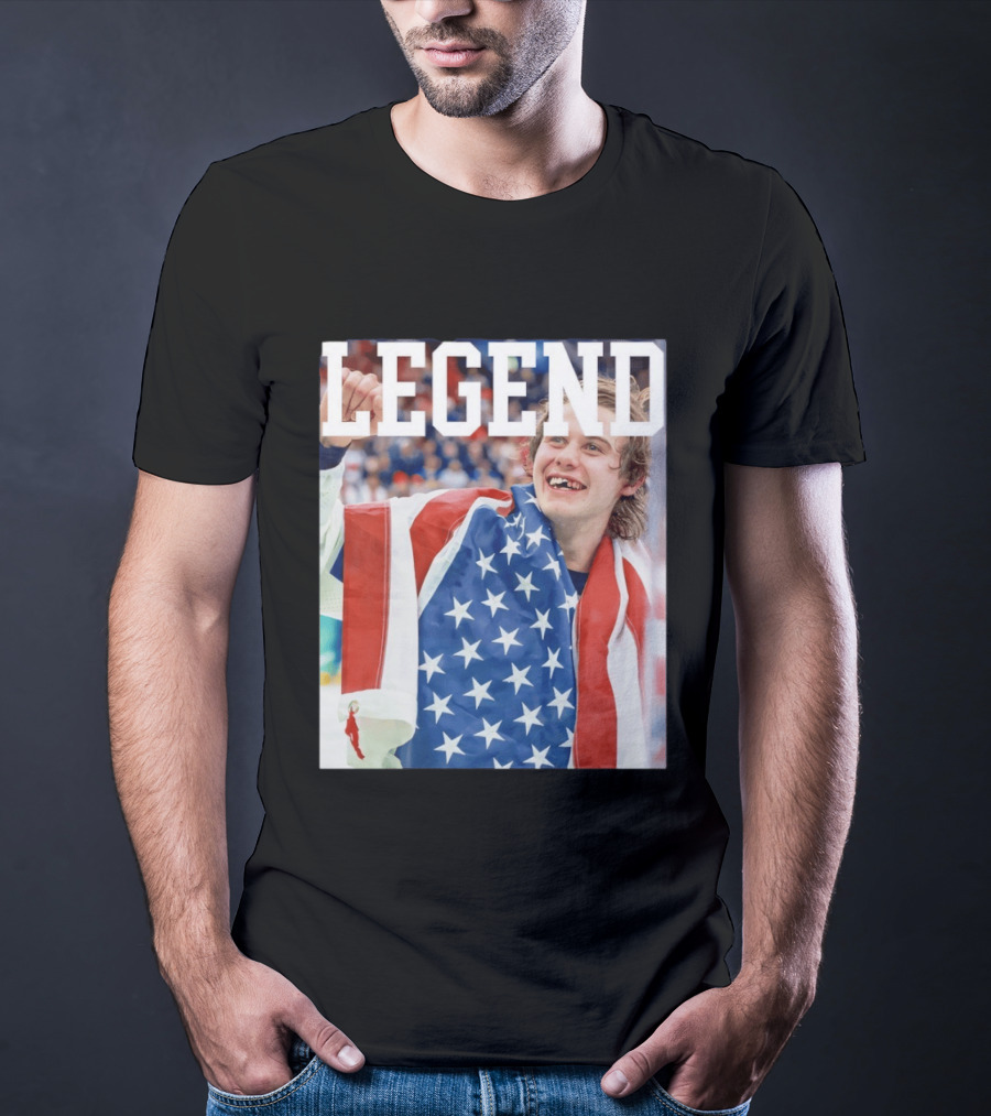 Men's Hockey USA Jack Hughes Legend American Flag Victory Celebration T-Shirt