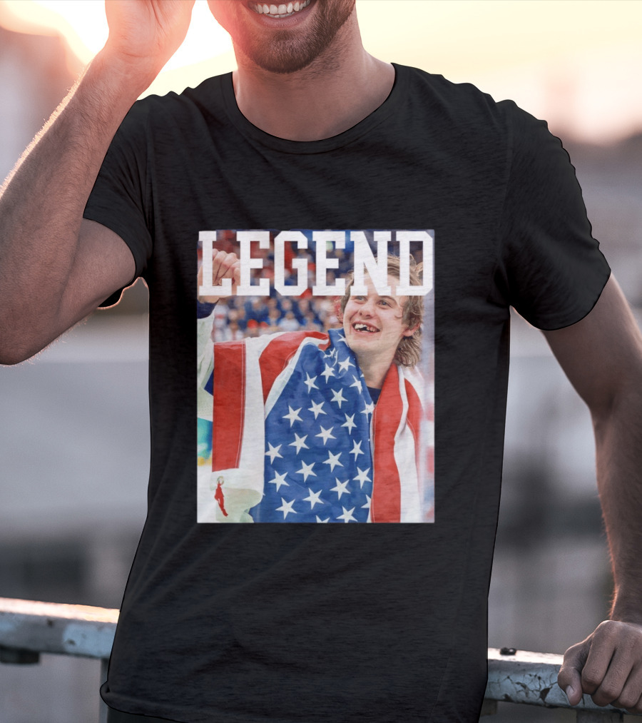 Men's Hockey USA Jack Hughes Legend American Flag Victory Celebration T-Shirt